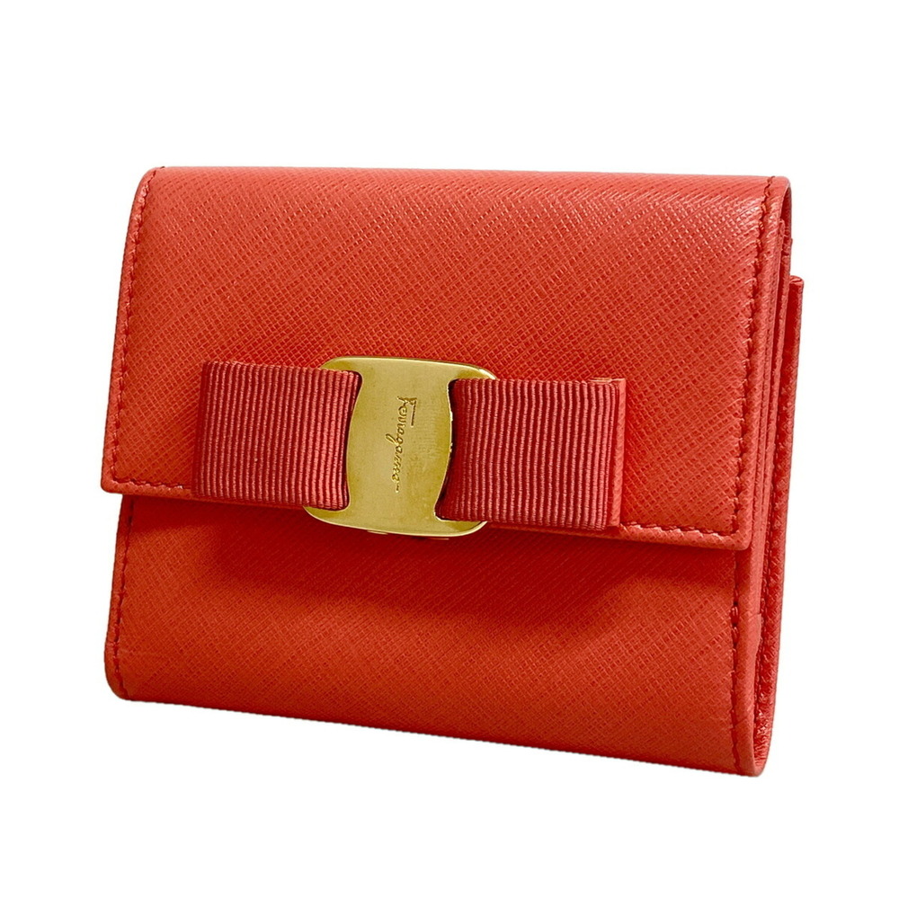 Salvatore Ferragamo Vara Leather Wallet, Salmon Pink, Women's